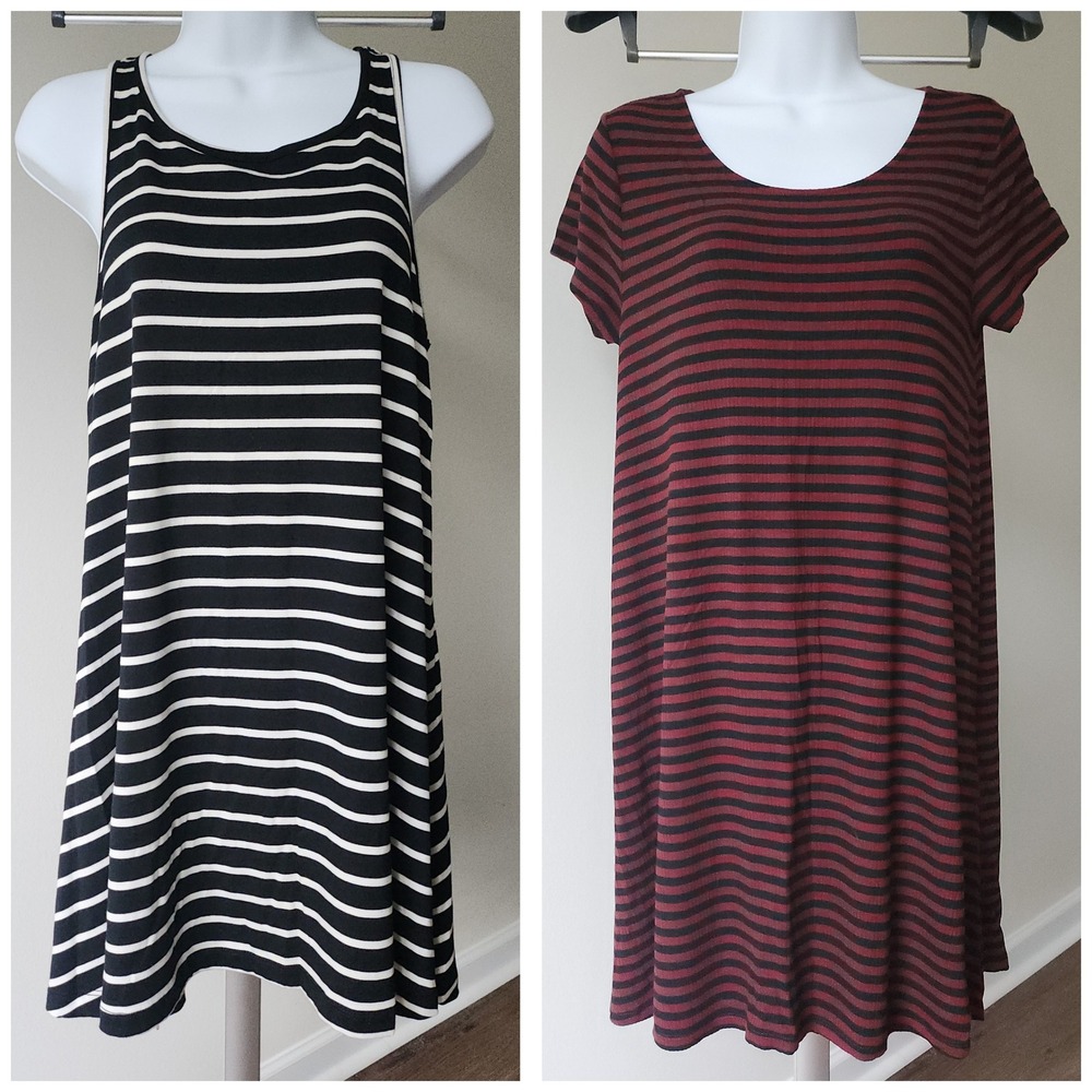 Vintage Y2K Mossimo Striped Dress Lot Womens Small 90s Grunge Indie Sleaze Goth